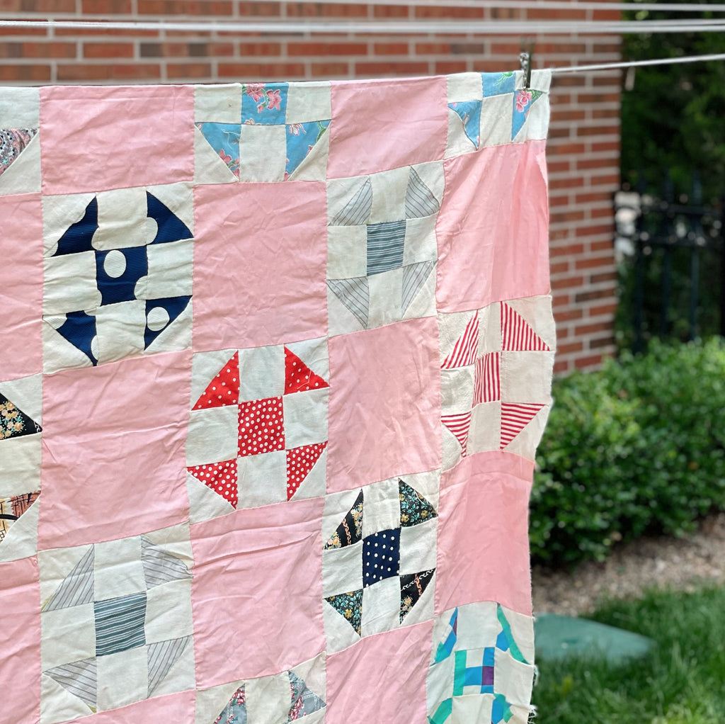 Sylvie | Vintage Pink Shoo Fly Quilt Top