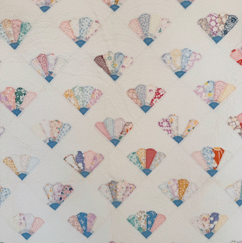 Vintage Hand-Stitched Fan Quilt