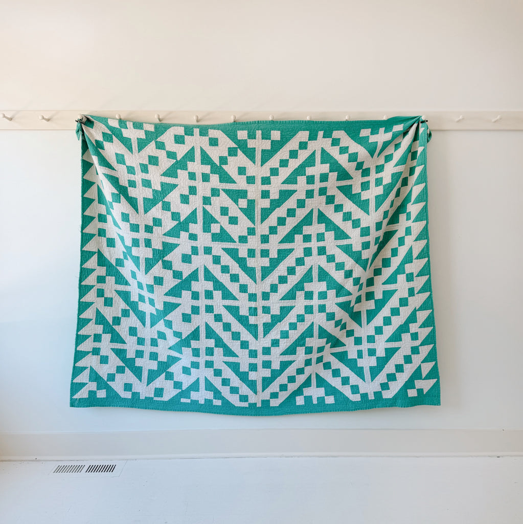 Vintage Turquoise Geometric Quilt