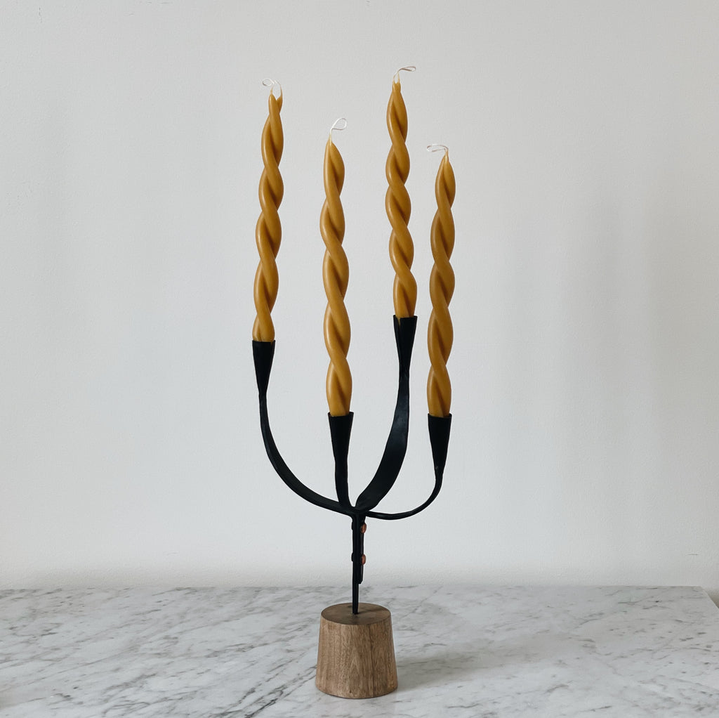 Iron and Wood Candelabra