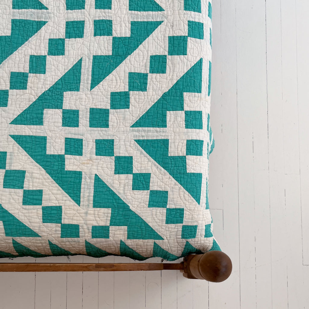 Vintage Turquoise Geometric Quilt