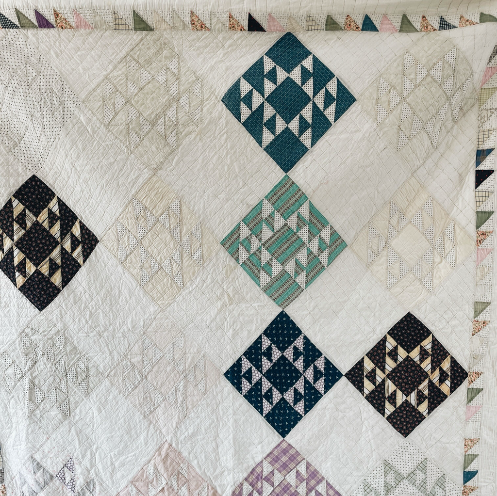 Vintage Flying Geese Patchwork Quilt