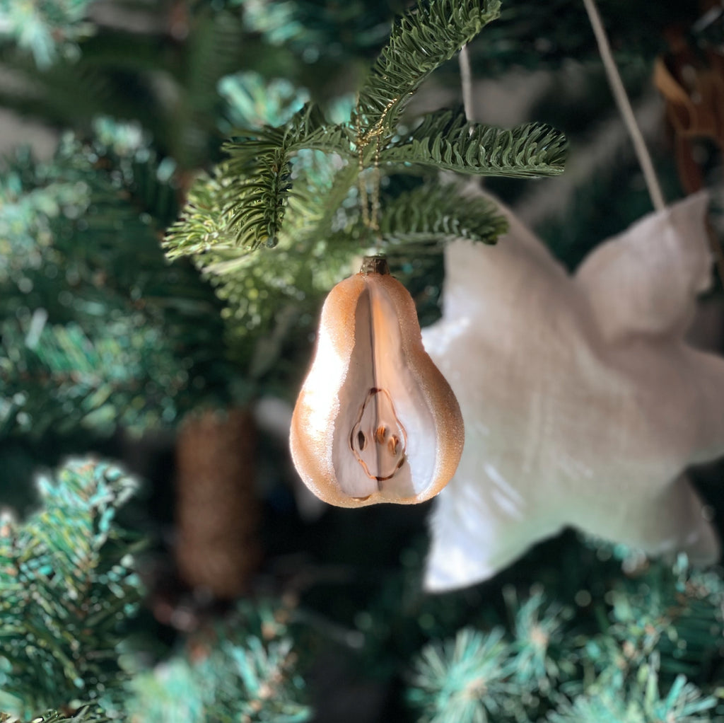 Glass Golden Pear Ornament