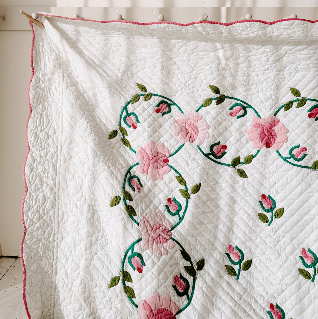 Hand-Stitched Rose Appliqué Quilts