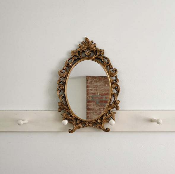 Oval Scalloped Gold Mirror