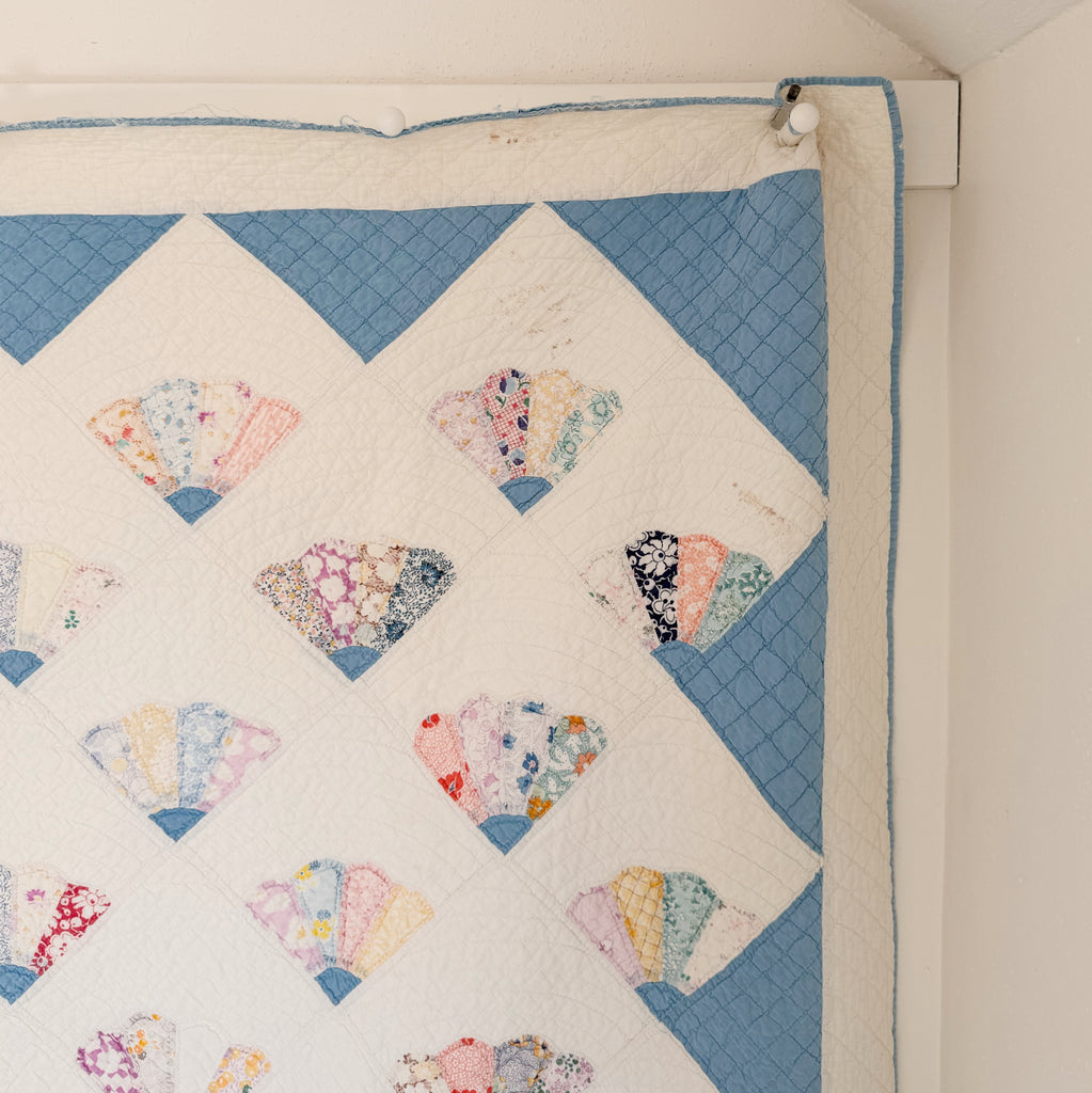 Vintage Hand-Stitched Fan Quilt