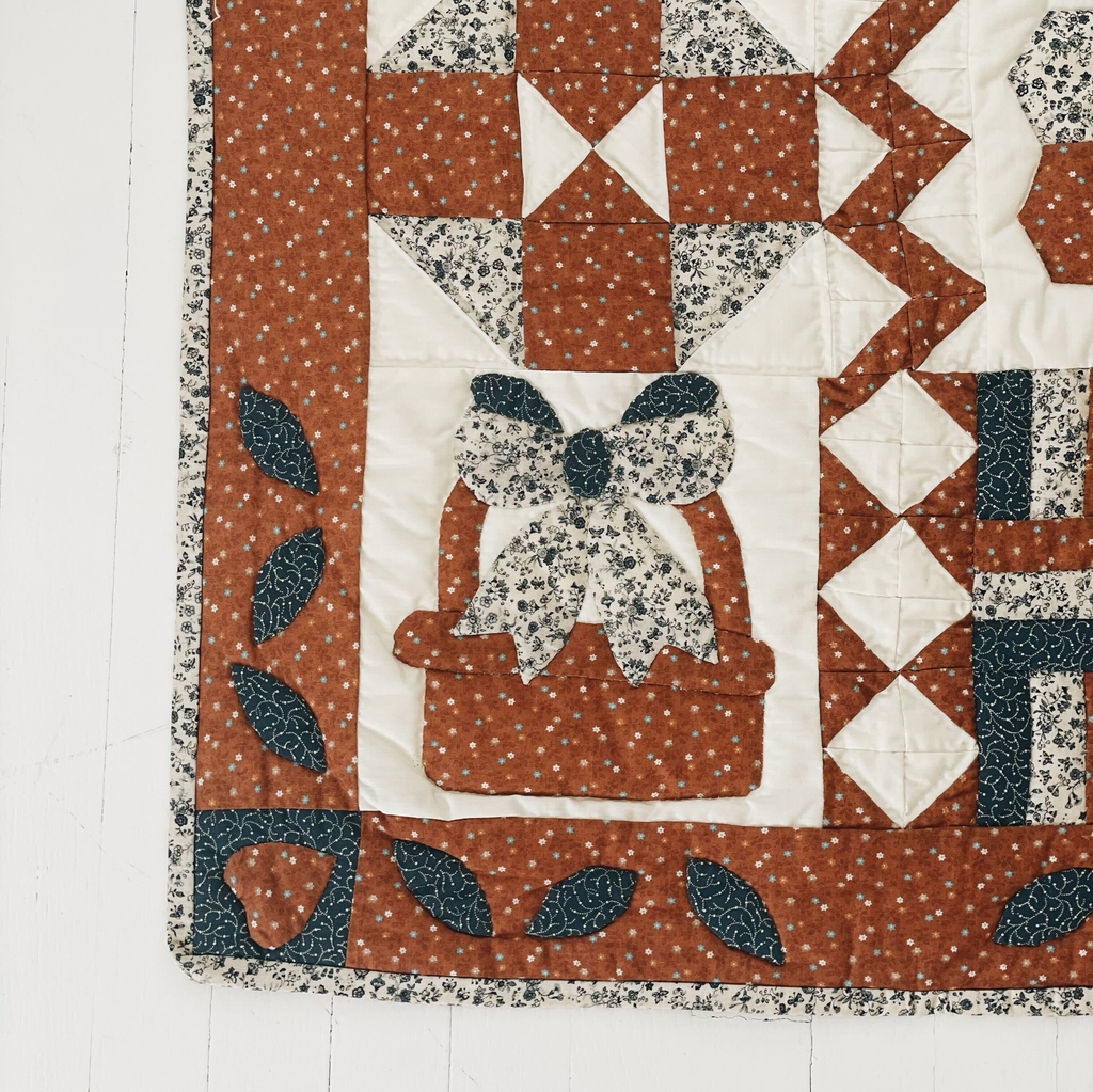 Hand-Stitched Cinnamon & Navy Crib Quilt