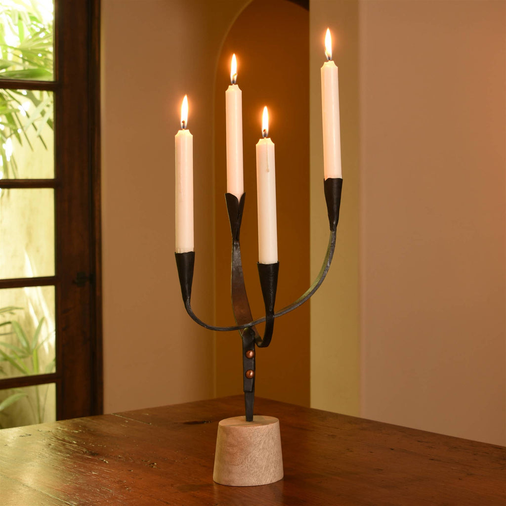 Iron and Wood Candelabra