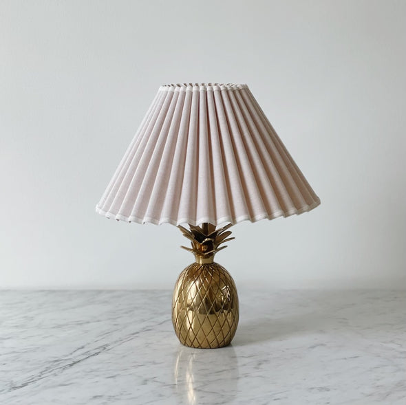 Brass Pineapple Lamp with Pleated Shade