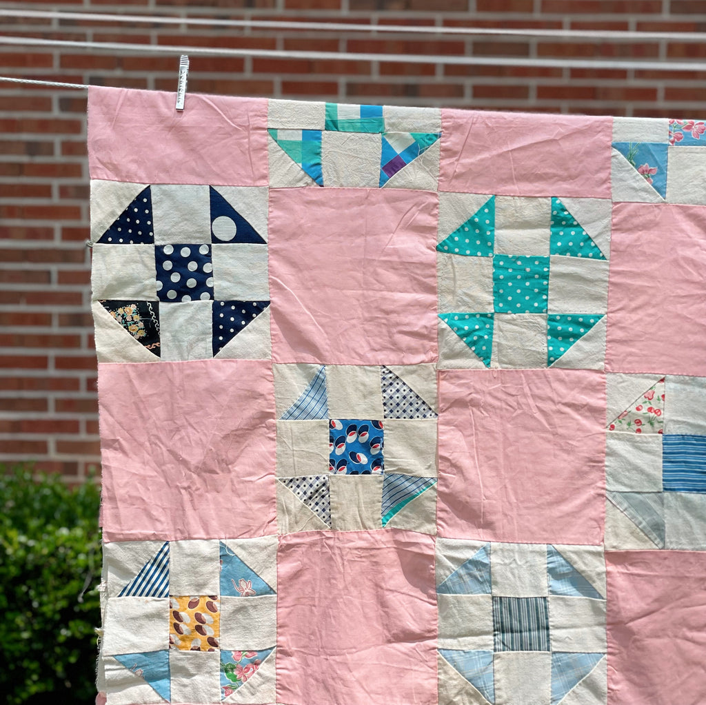 Sylvie | Vintage Pink Shoo Fly Quilt Top