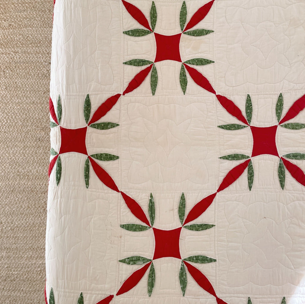 Vintage Hand-Stitched Yuletide Quilt