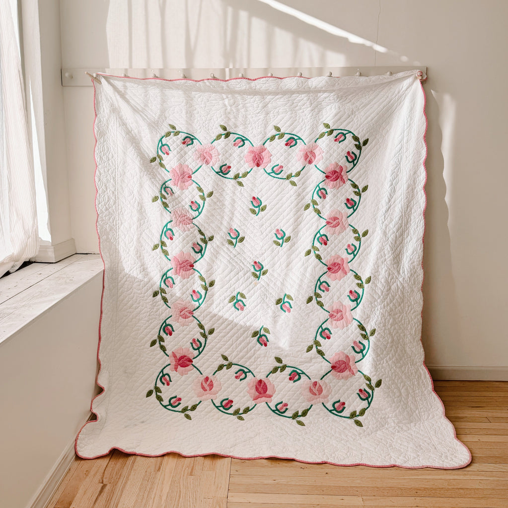 Hand-Stitched Rose Appliqué Quilts