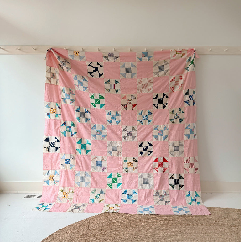 Sylvie | Vintage Pink Shoo Fly Quilt Top