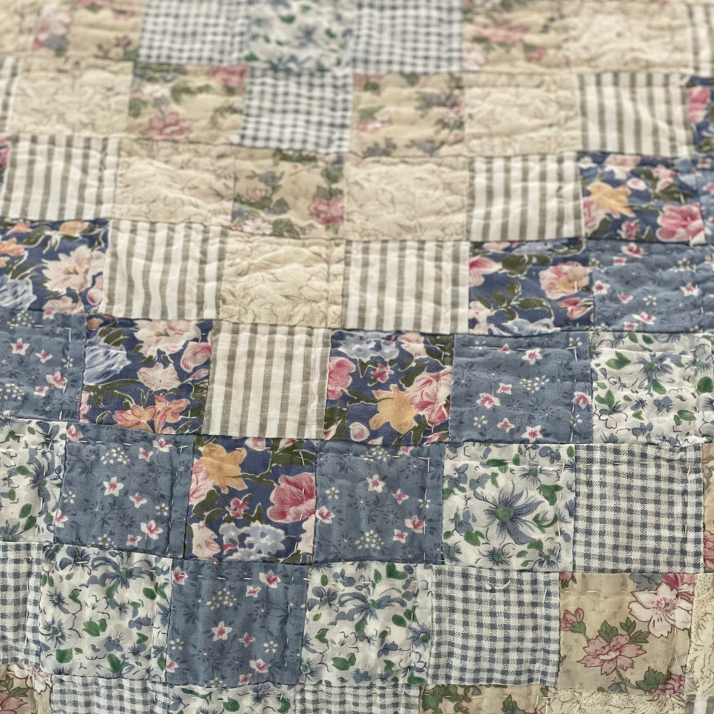 King Blue Botanical Trip Around the World Patchwork Quilt
