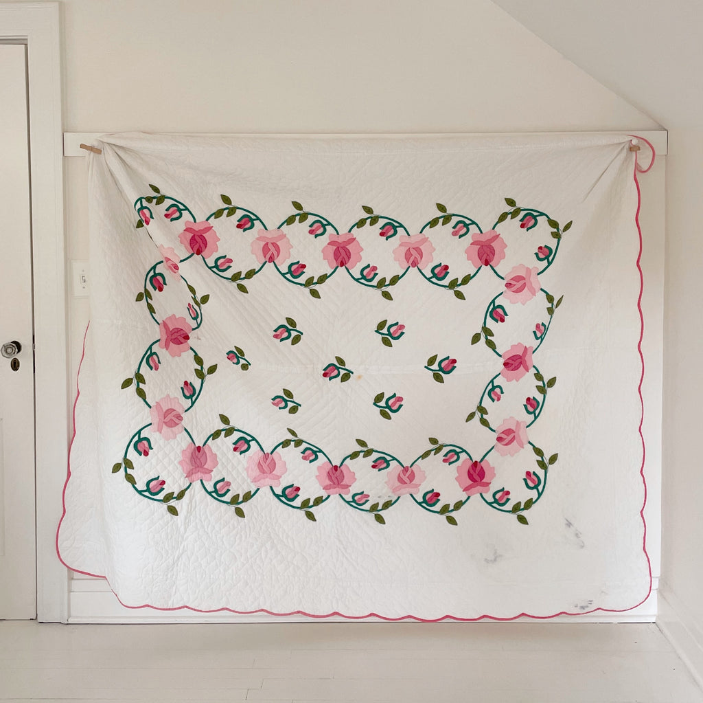 Hand-Stitched Rose Appliqué Quilts
