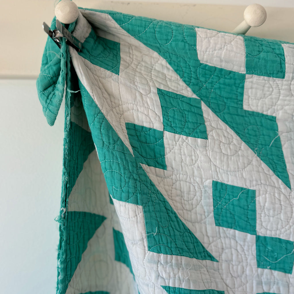 Vintage Turquoise Geometric Quilt