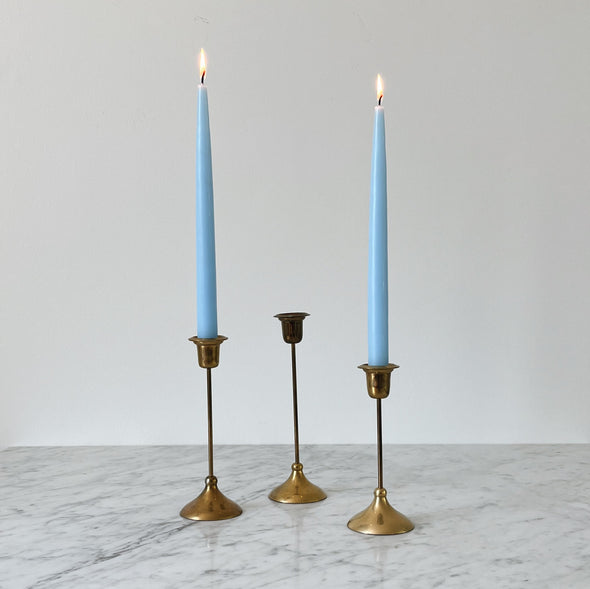 Trio of Brass Candlestick Holders