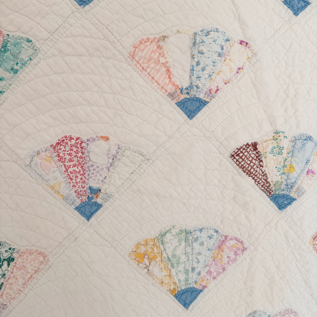 Vintage Hand-Stitched Fan Quilt
