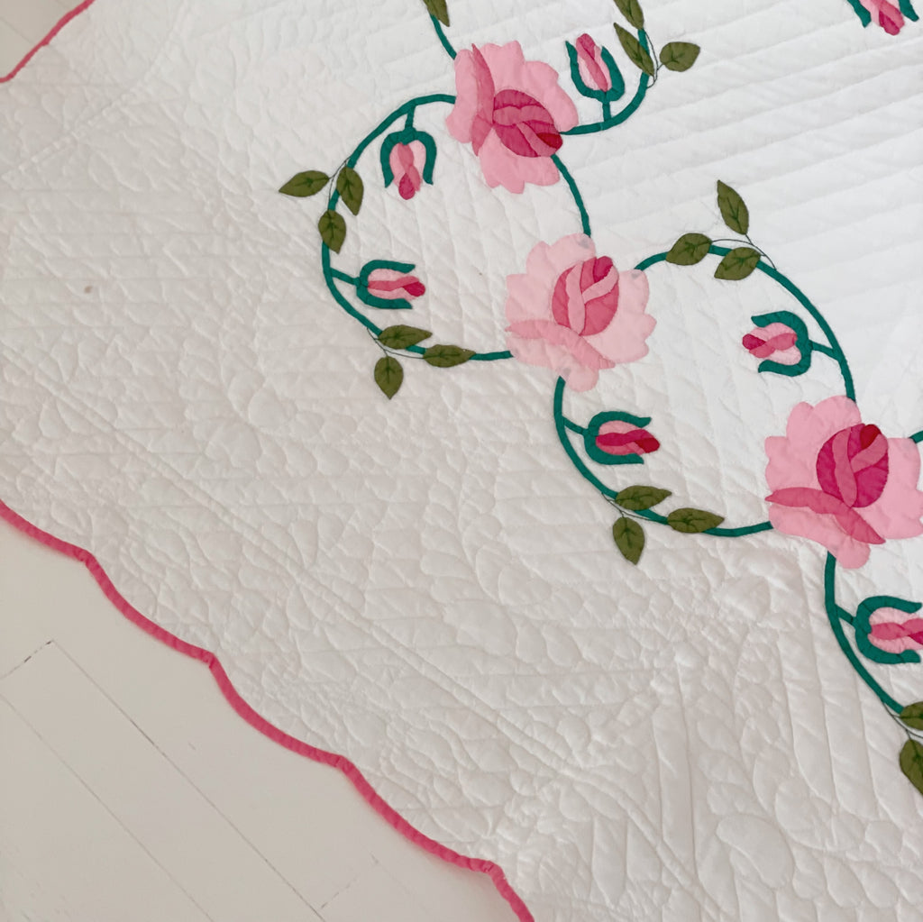Hand-Stitched Rose Appliqué Quilts