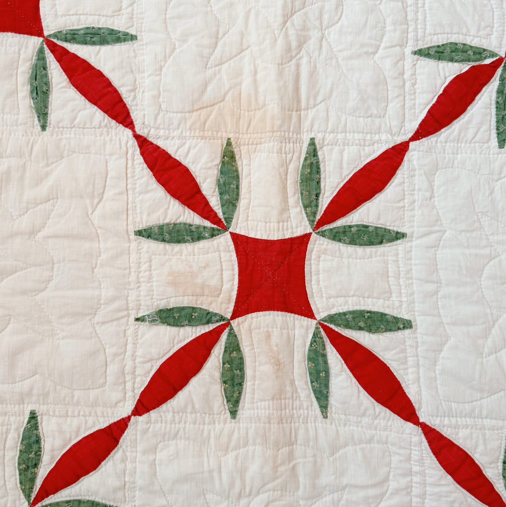 Vintage Hand-Stitched Yuletide Quilt