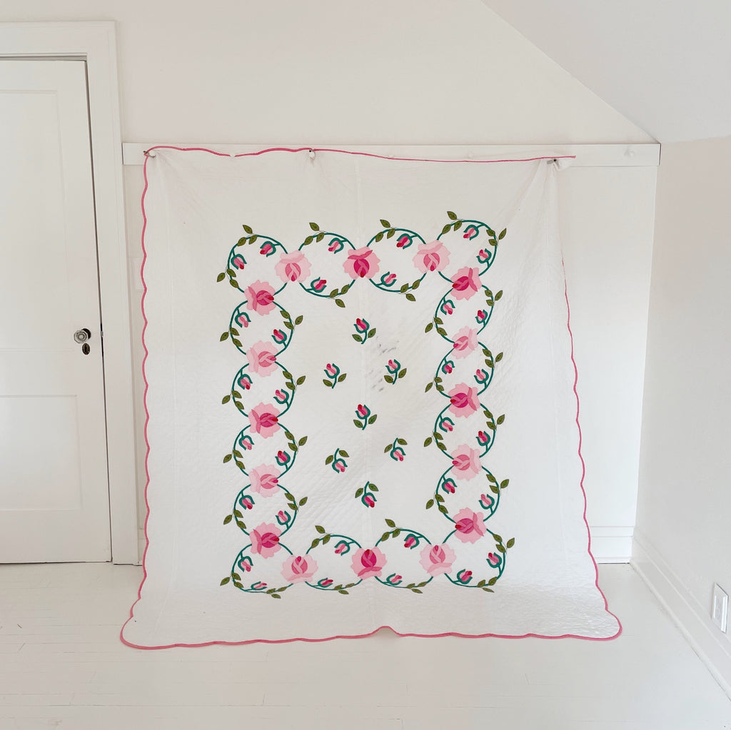 Hand-Stitched Rose Appliqué Quilts