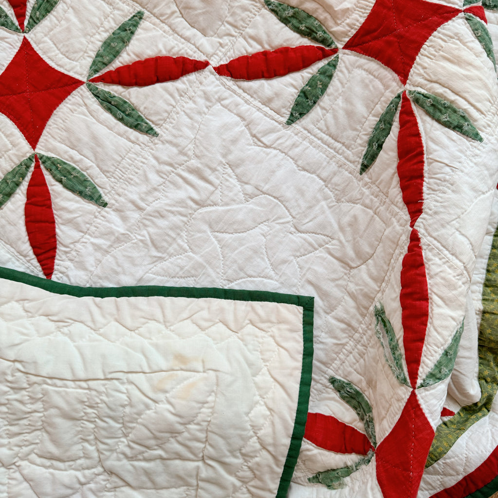 Vintage Hand-Stitched Yuletide Quilt