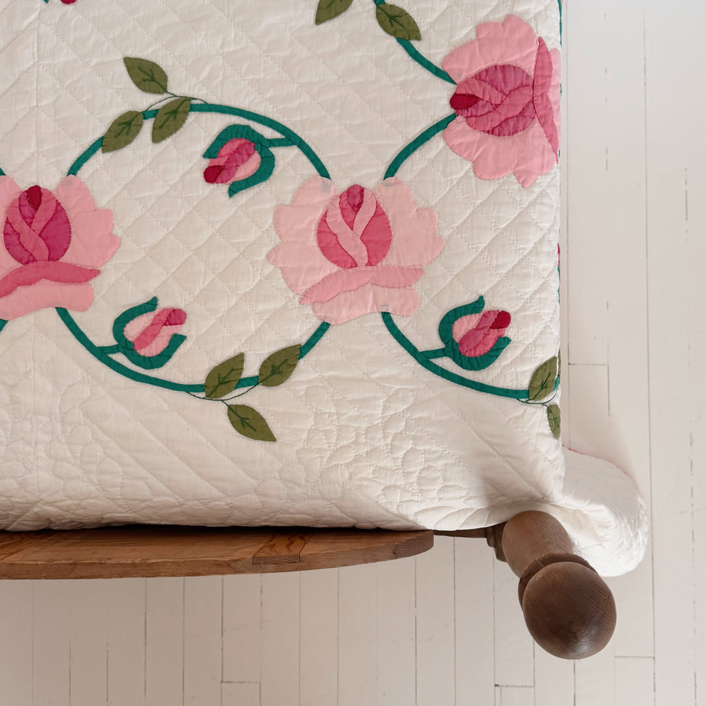 Hand-Stitched Rose Appliqué Quilts