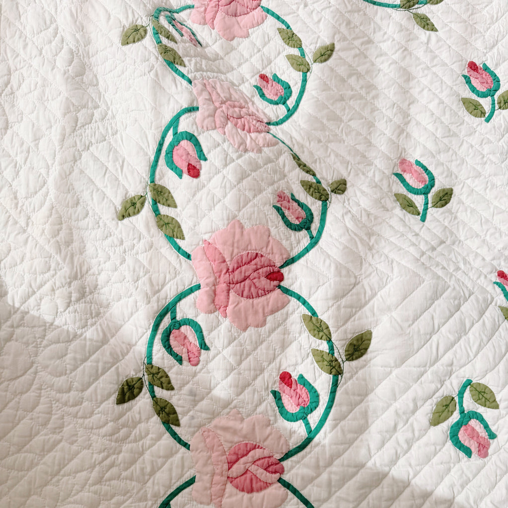 Hand-Stitched Rose Appliqué Quilts