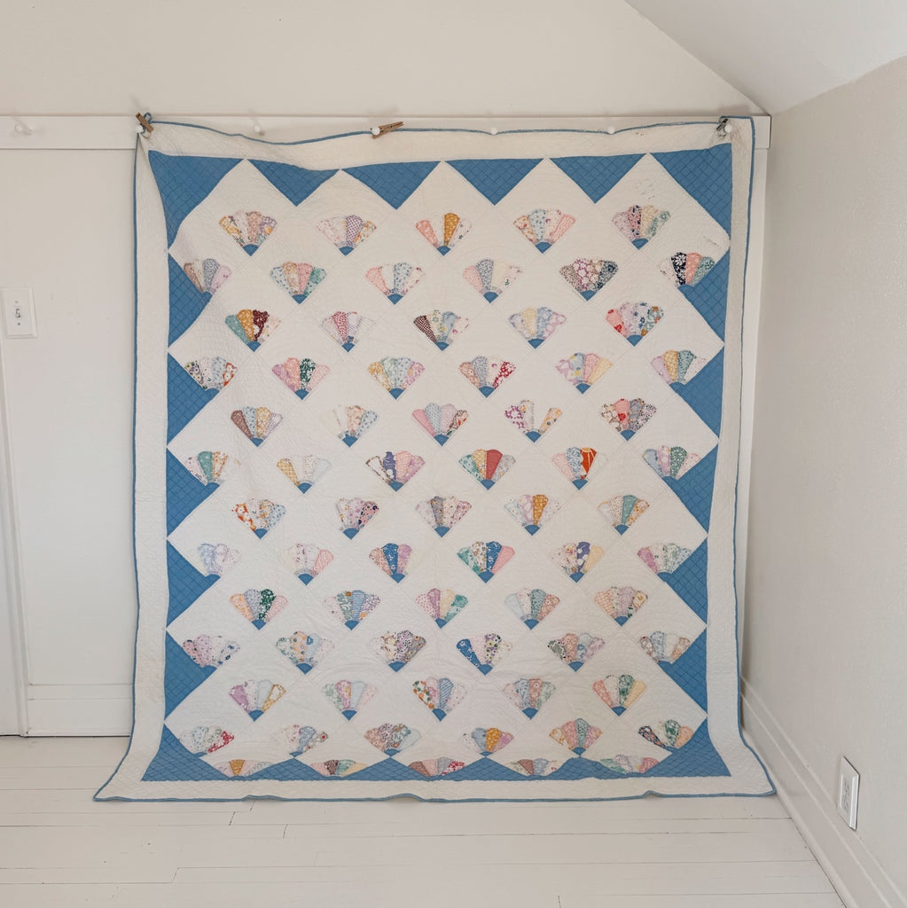 Vintage Hand-Stitched Fan Quilt