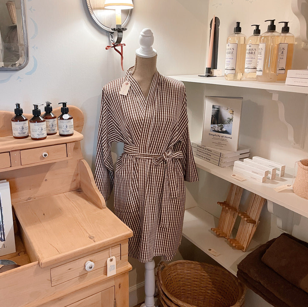 Cotton Gingham Kimono Robe