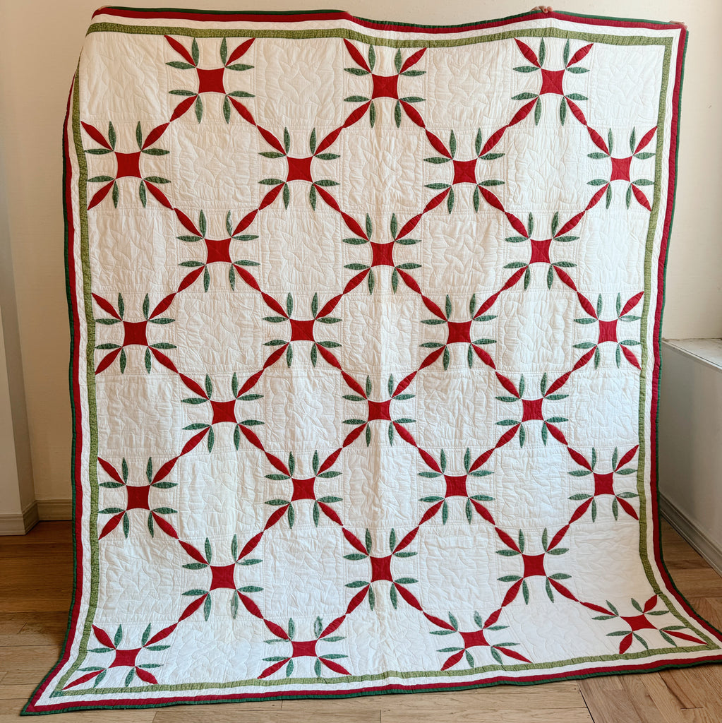 Vintage Hand-Stitched Yuletide Quilt
