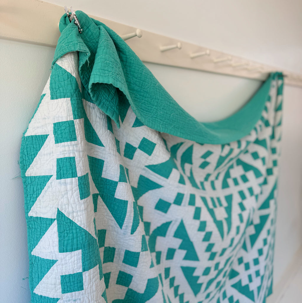 Vintage Turquoise Geometric Quilt