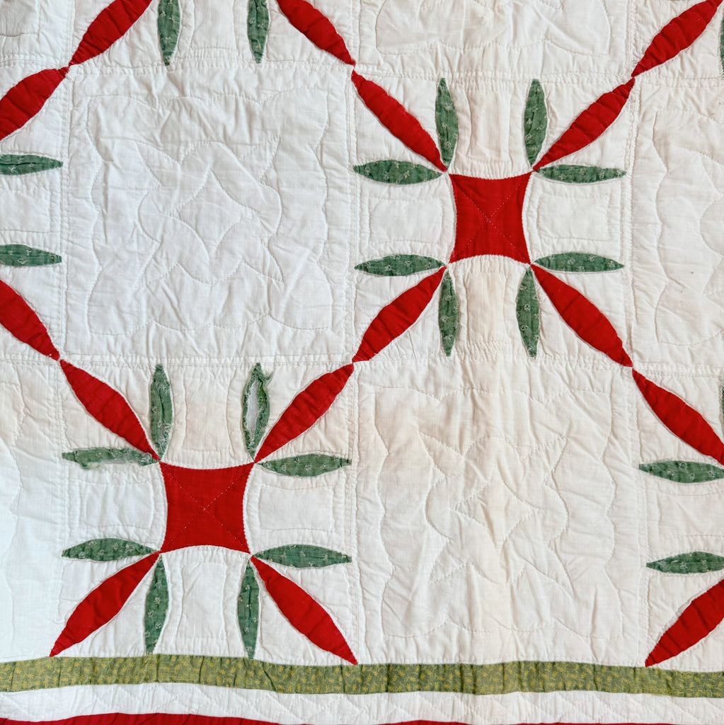 Vintage Hand-Stitched Yuletide Quilt