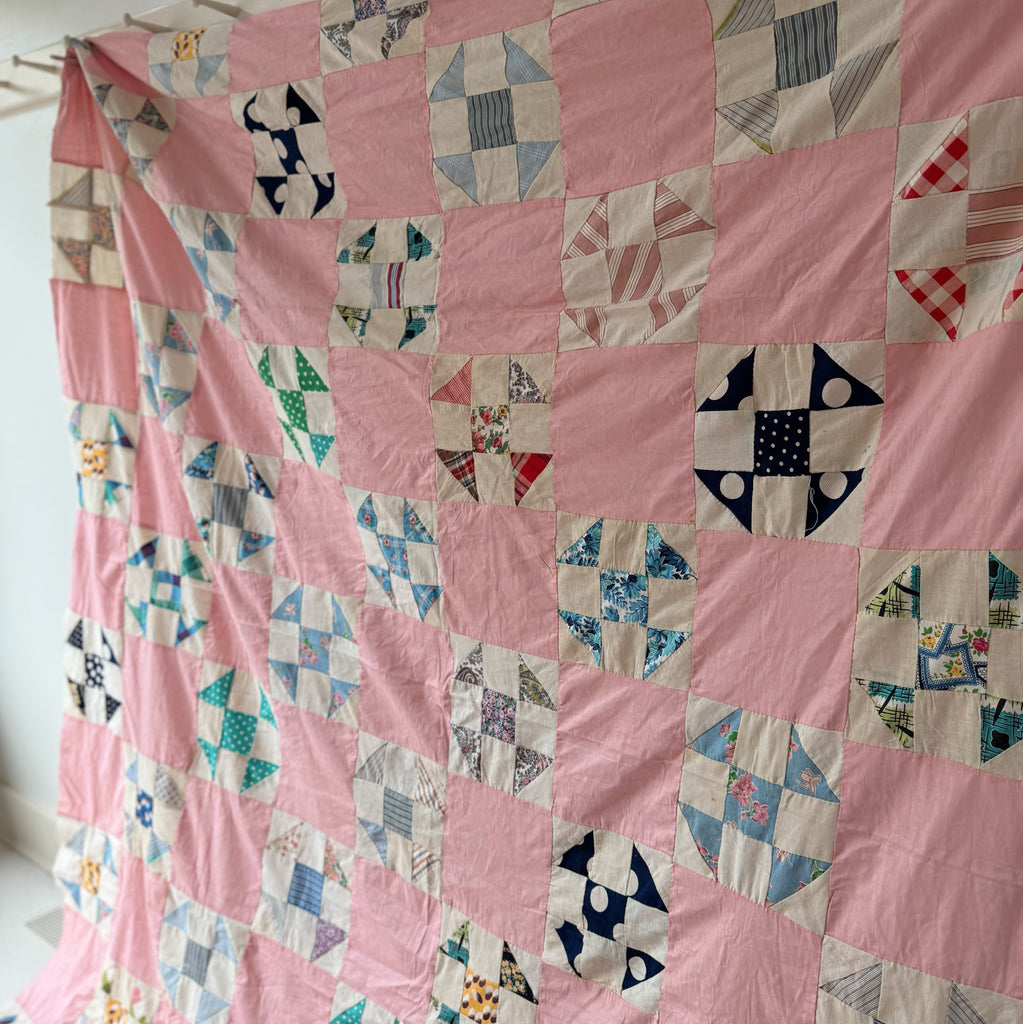 Sylvie | Vintage Pink Shoo Fly Quilt Top