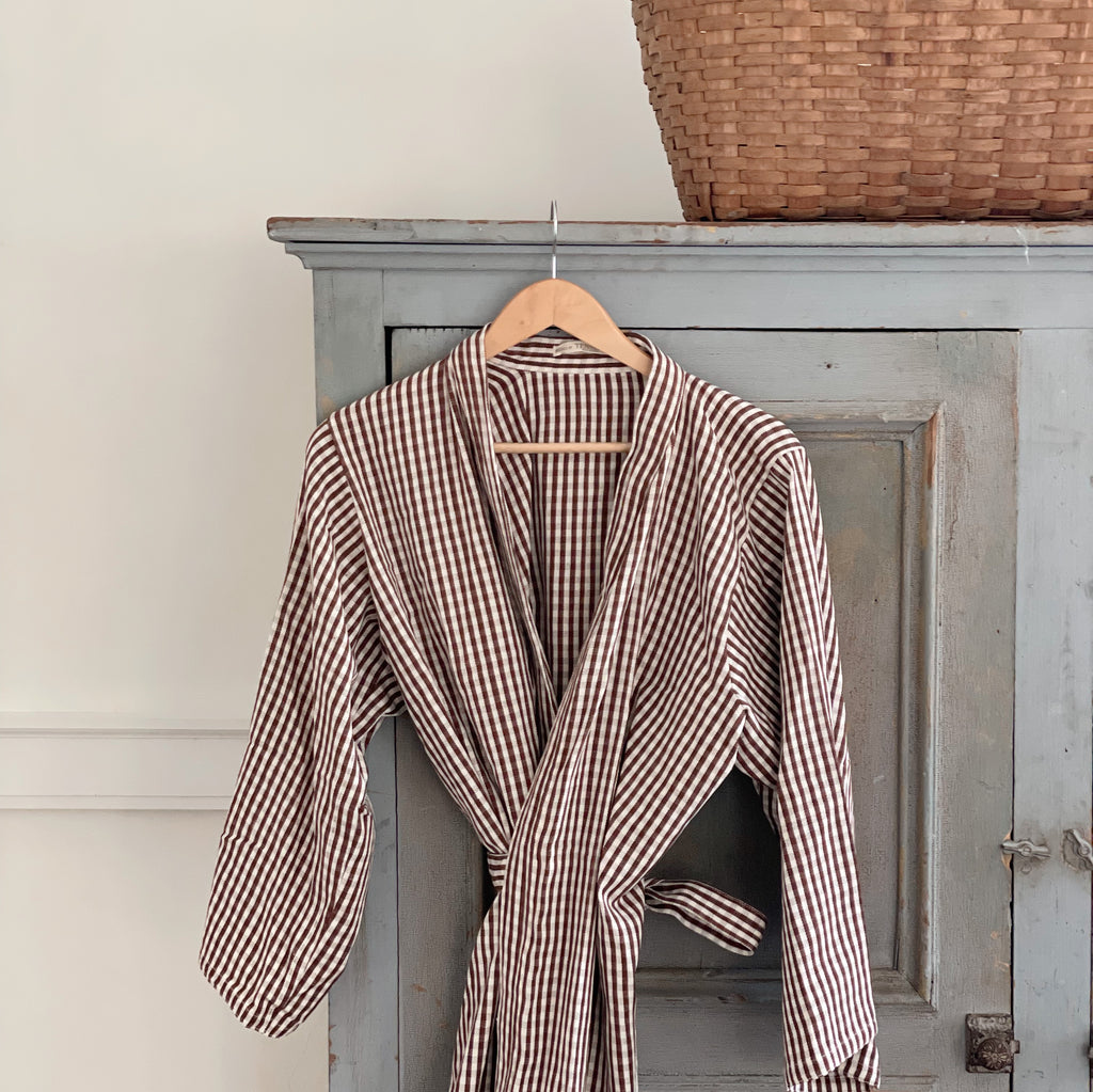 Cotton Gingham Kimono Robe