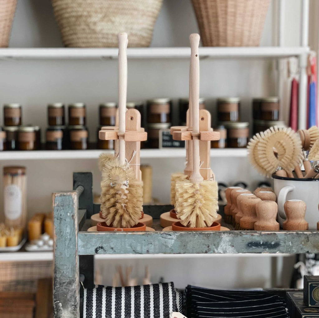 Toilet Brush with Wooden Stand