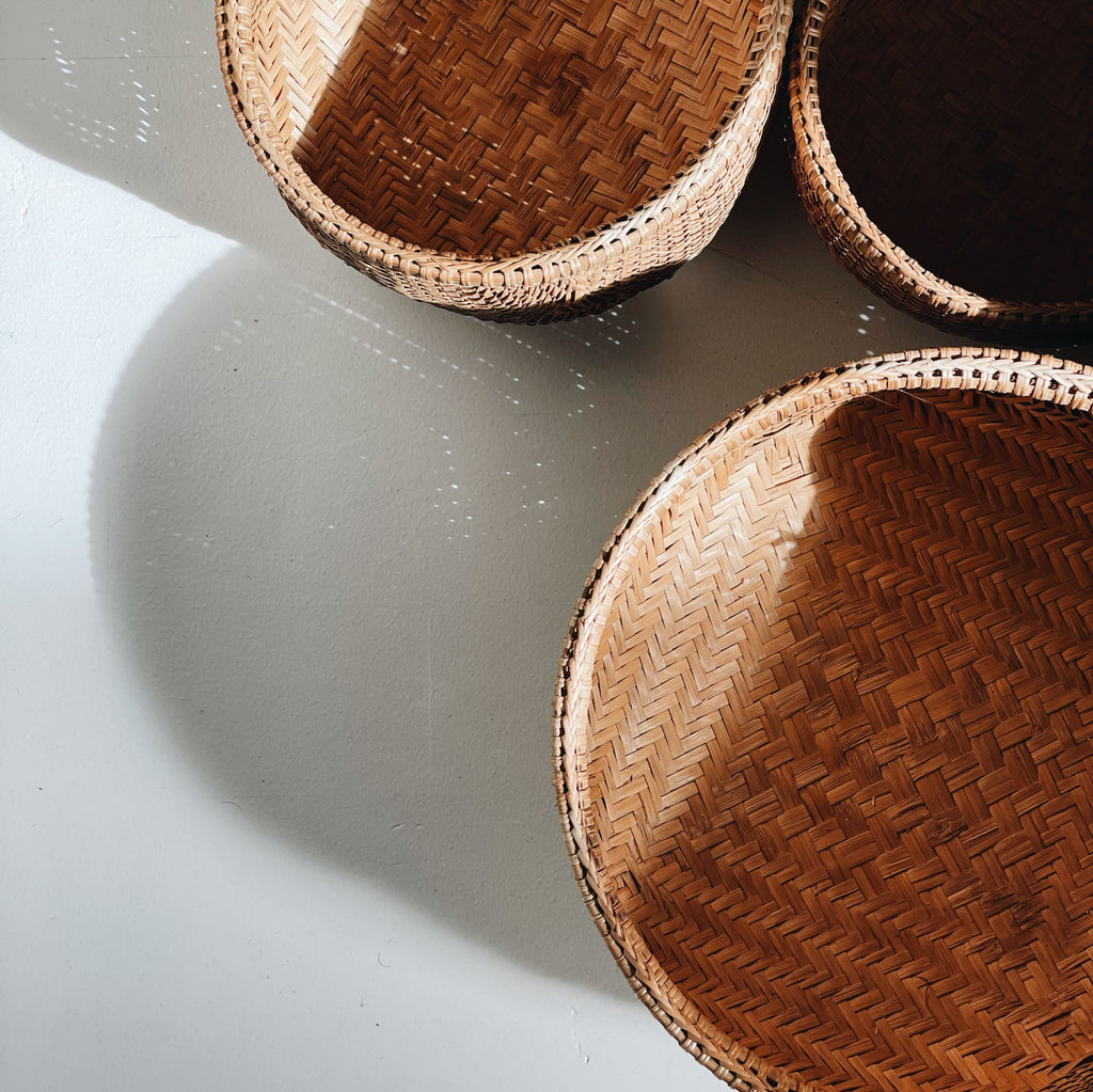 Round Bottom Smoked Bamboo Baskets