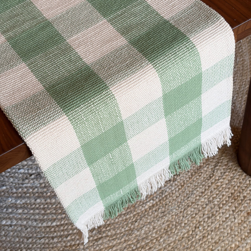 Woven Summer Gingham Table Runner