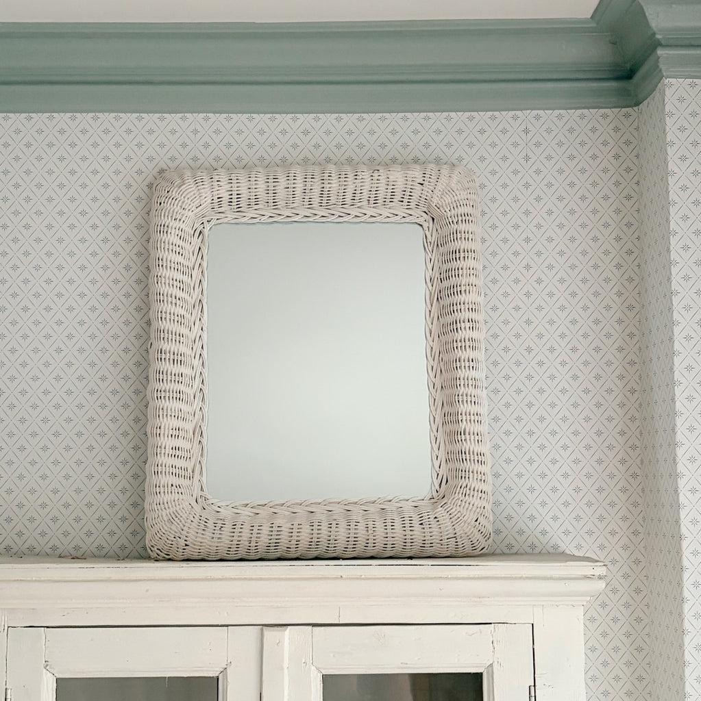 Coastal White Wicker Mirror