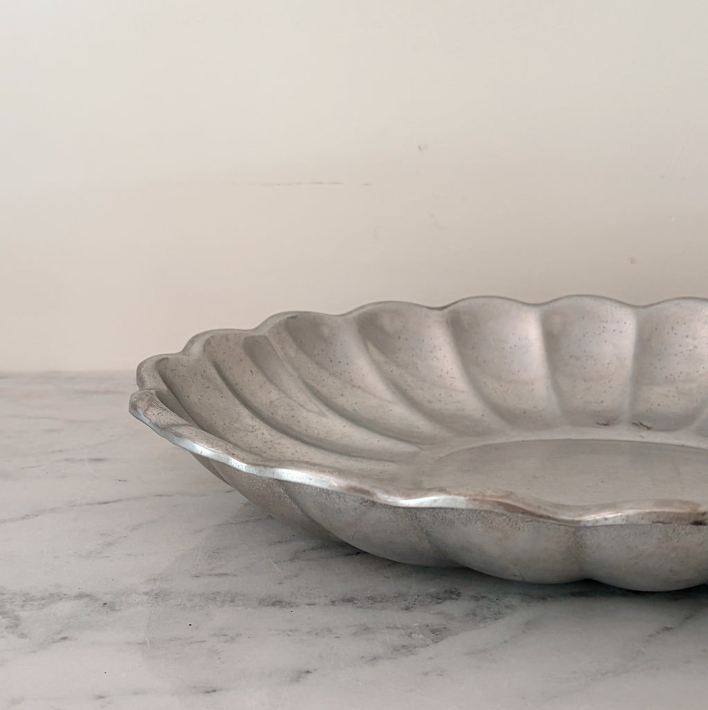 Scalloped Pewter Serving Dish
