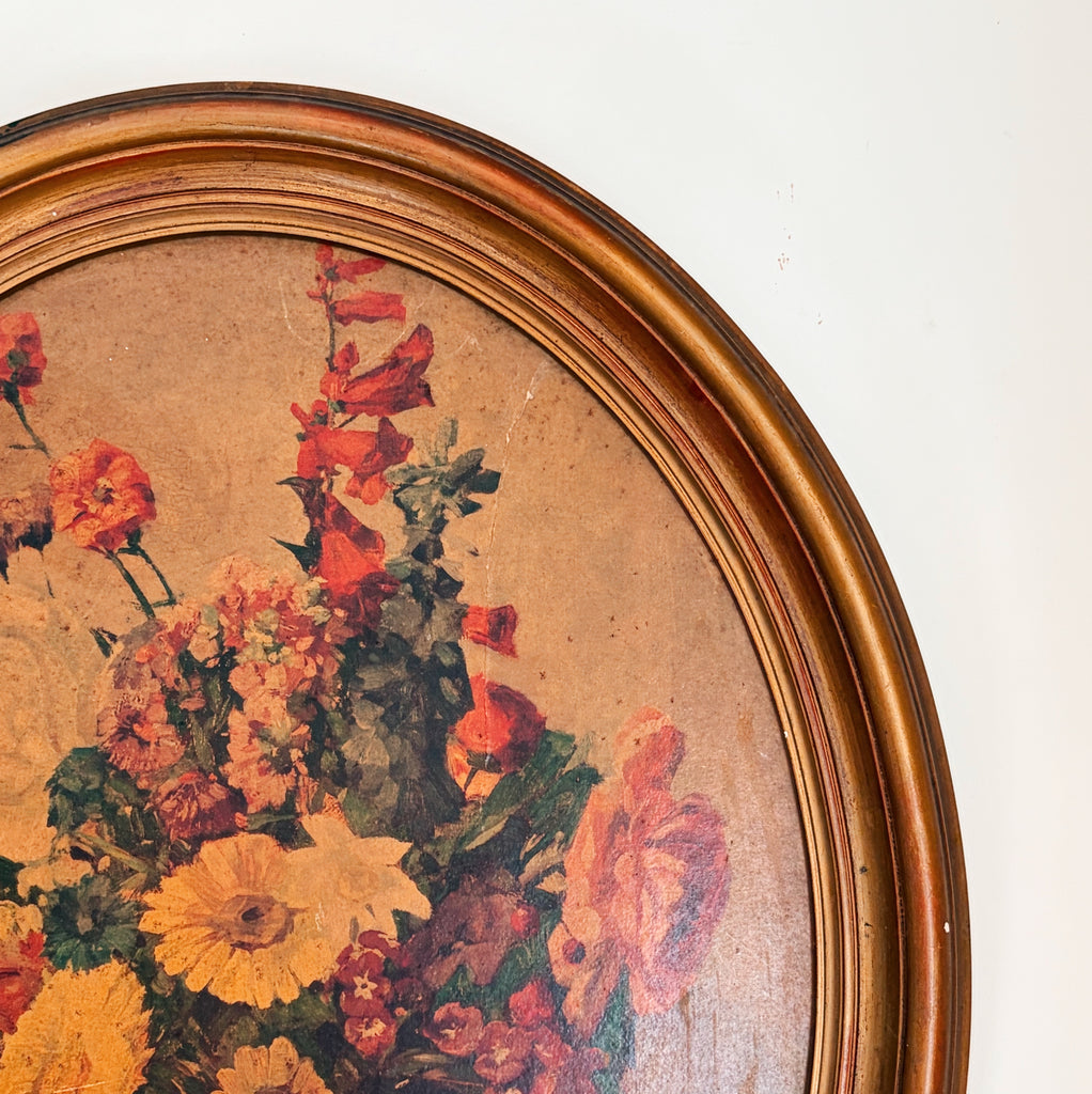 Vintage Framed Floral Still-Life Print
