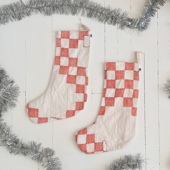 Hand-Stitched Irish Chain Quilted Stocking