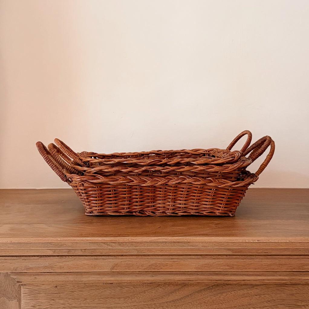 Woven Rattan Nesting Tray Basket Set
