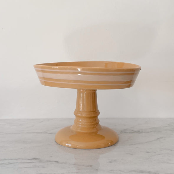 Mustard Striped Compote Dish