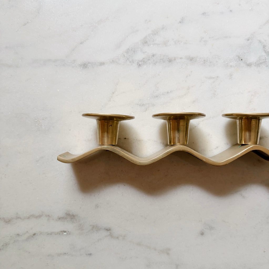 Vintage Brass Wave Candleholder