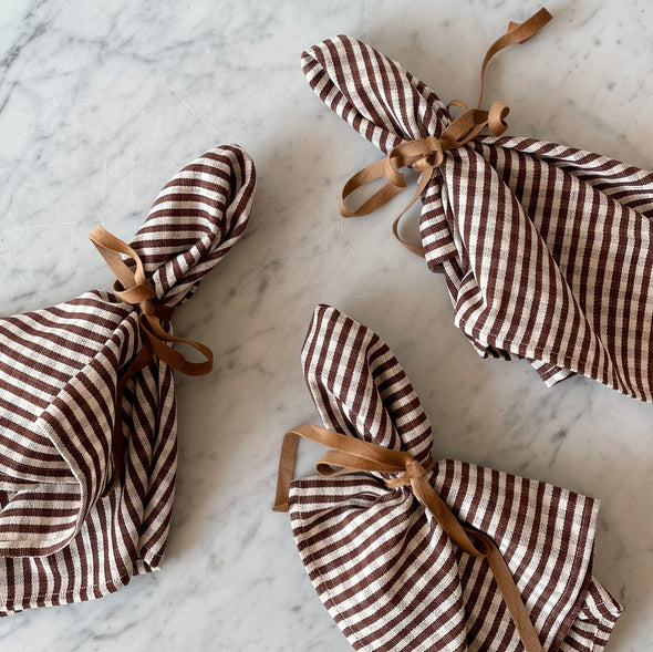 Chocolate Gingham Cotton Napkin