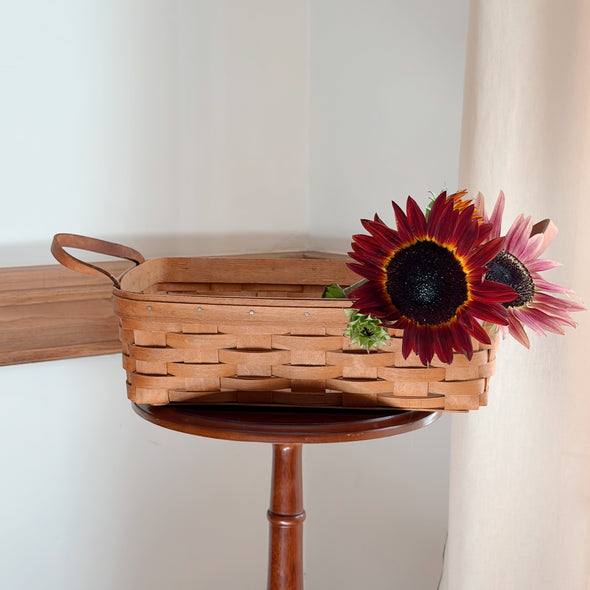 Handwoven Leather-Handled Basket