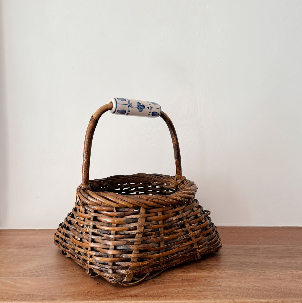 Delft Porcelain-Handled Gathering Basket