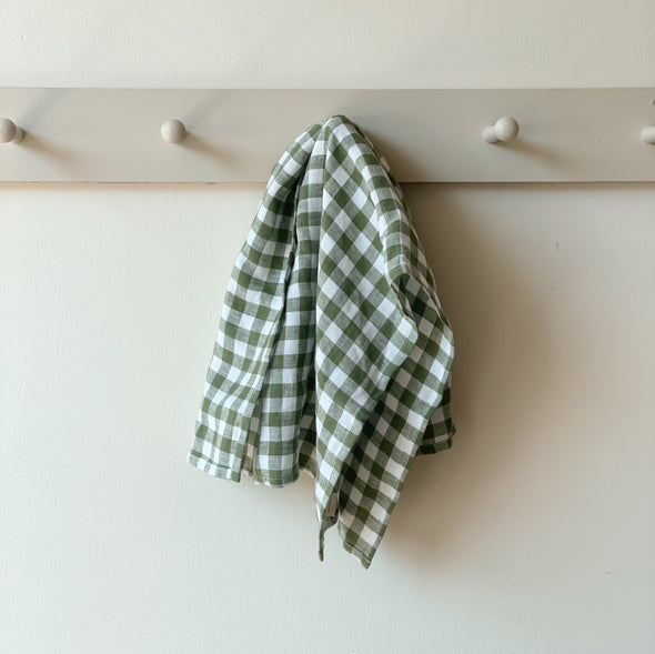 Bayberry Gingham Linen Tea Towel