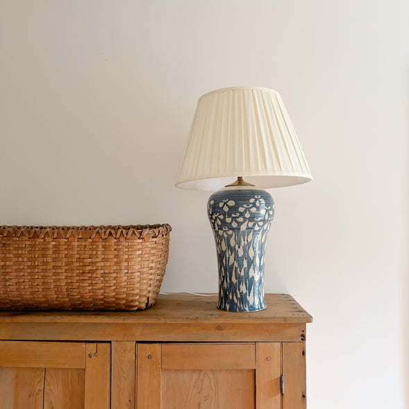 Handcrafted Ceramic Lamp with Pleated Shade